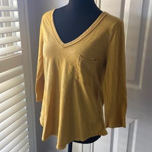 T.la Anthropologie Cotton V Neck Tee 3/4 Sleeves